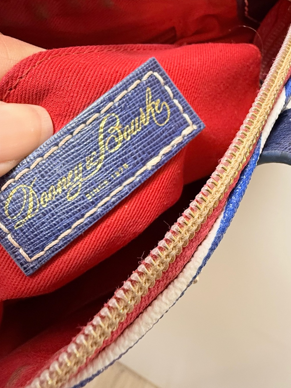 Dooney & Bourke Navy and White Striped Mini Satchel - Picture 8 of 14